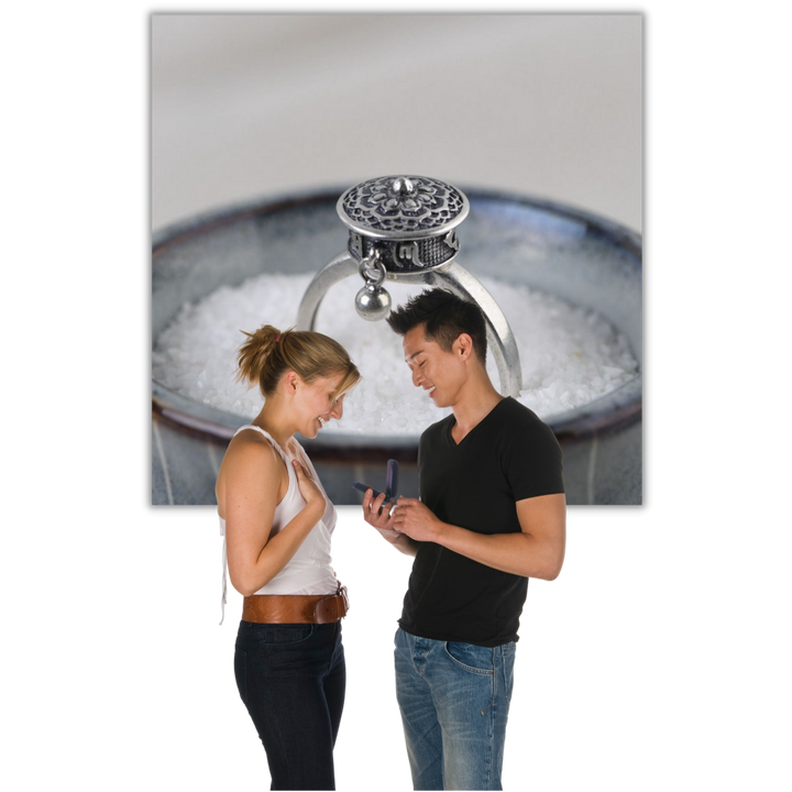 Spinnende buddhistisk mantra ring for kvinner