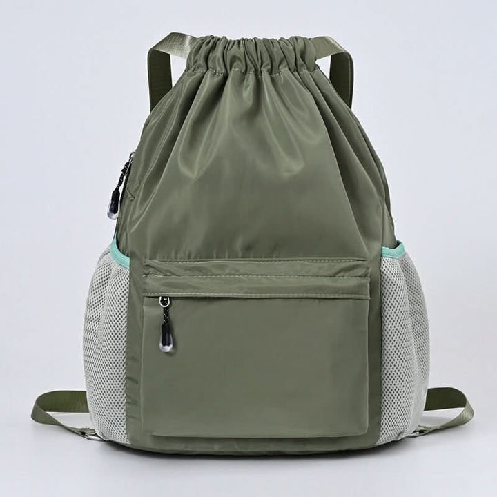 Skanto | Sporty Drawstring Ryggsekk med Skoparti & Lommer