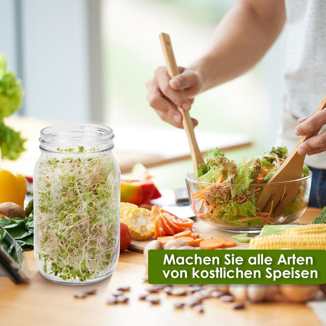 Spirende glass groinnglass 2stk med lokk & sil 950ML | Skanto