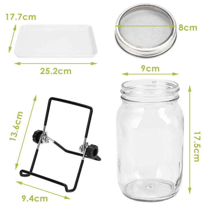 Spirende glass groinnglass 2stk med lokk & sil 950ML | Skanto