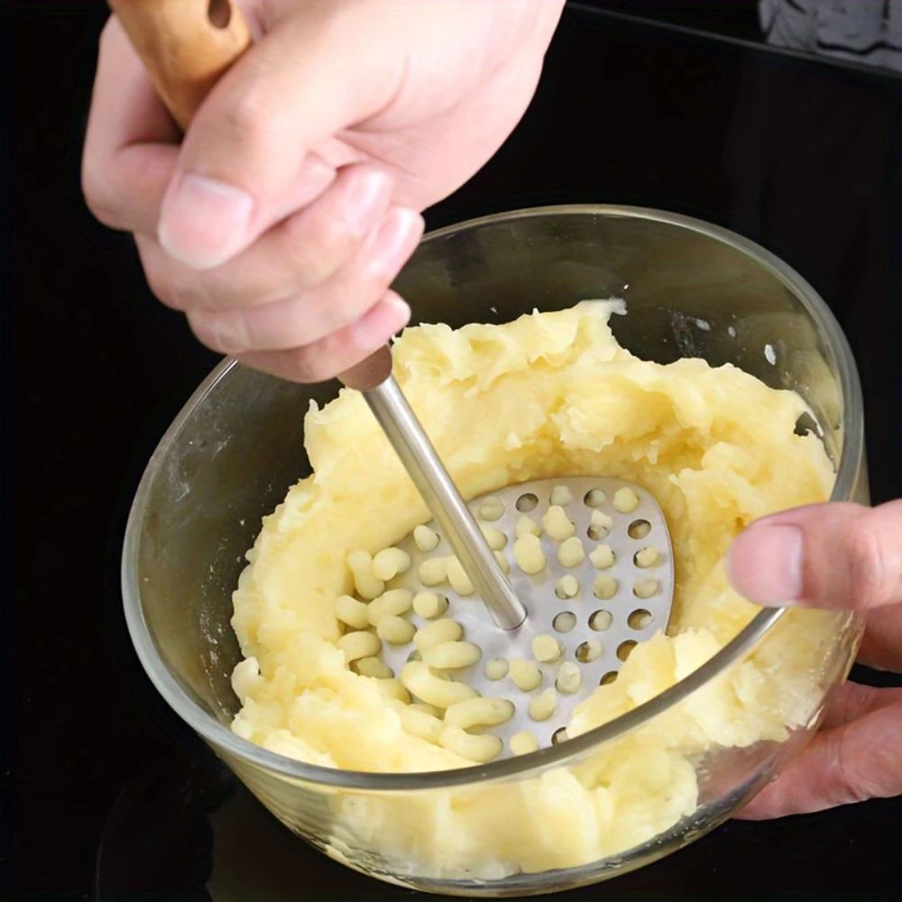 PureGrip Poteterstapper Rustfritt Stål 304 Med Trehåndtak | Skanto