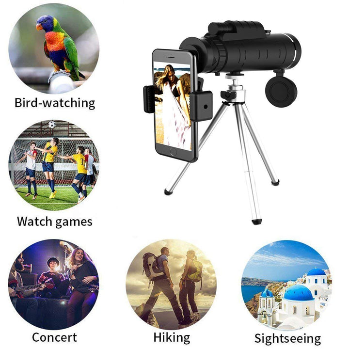 Skanto | Starscope HD Monokular – Høytytende Vanntett Teleskop med Smartphone Holder & Stativ