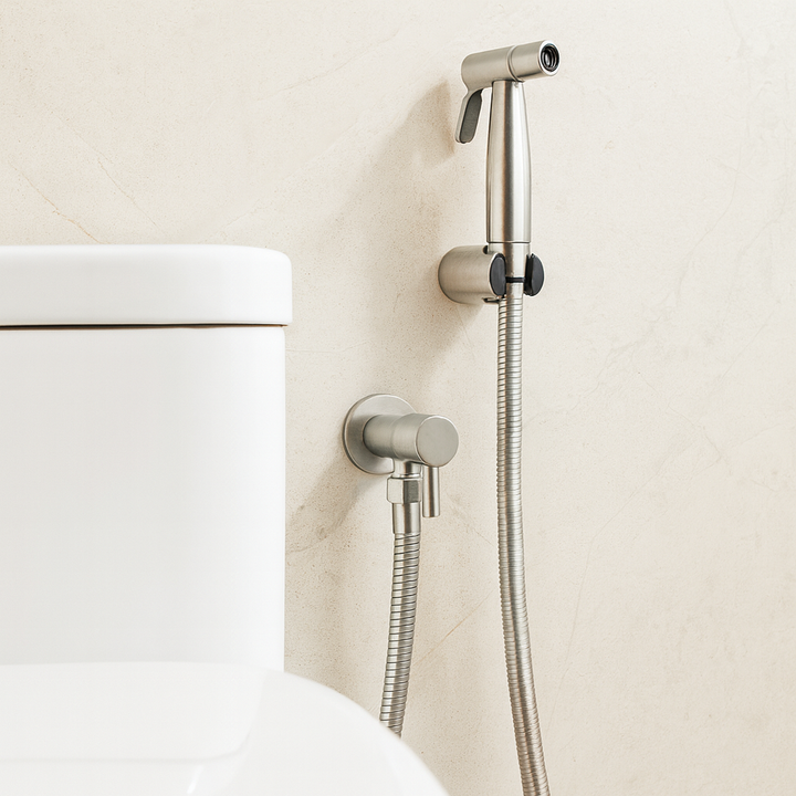 Stainless Steel Bidet Sprayer AquaNova – Hygienisk Toalett Dusj Sprøyte med Veggfeste | Skanto
