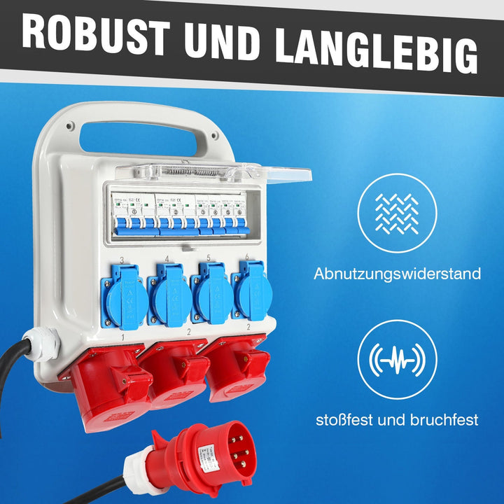 Veggdistrubutør 2 x CEE 16A 400V + 1 x CEE 32A 400V + 4 x 230V 5 Pol | Skanto