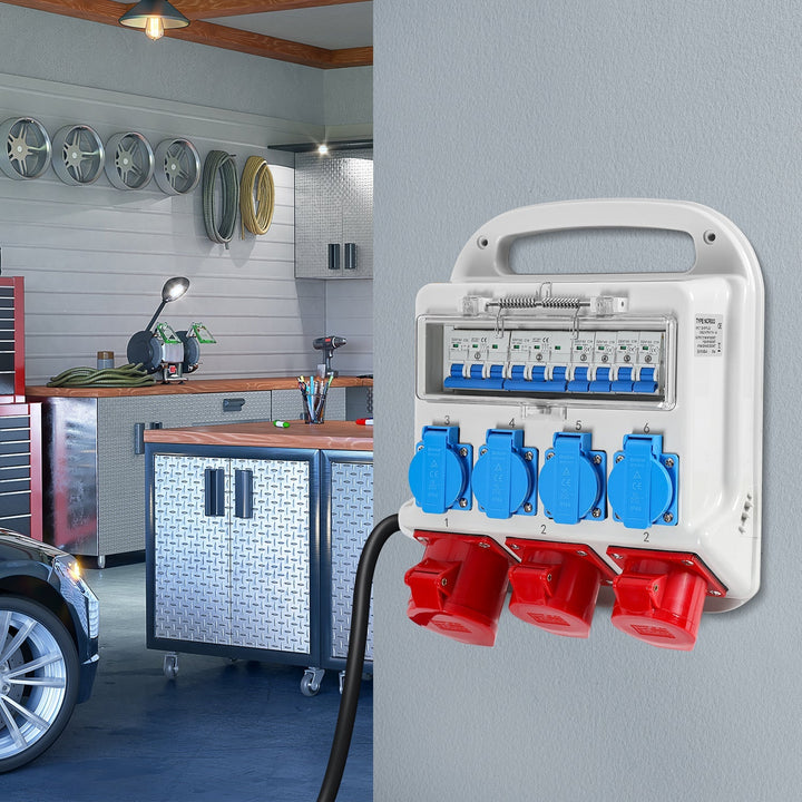 Veggdistrubutør 2 x CEE 16A 400V + 1 x CEE 32A 400V + 4 x 230V 5 Pol | Skanto