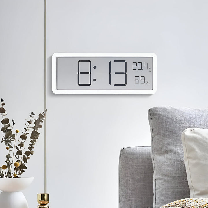 Skanto | Digital LED Veggklokke med Temperatur og Fuktighet