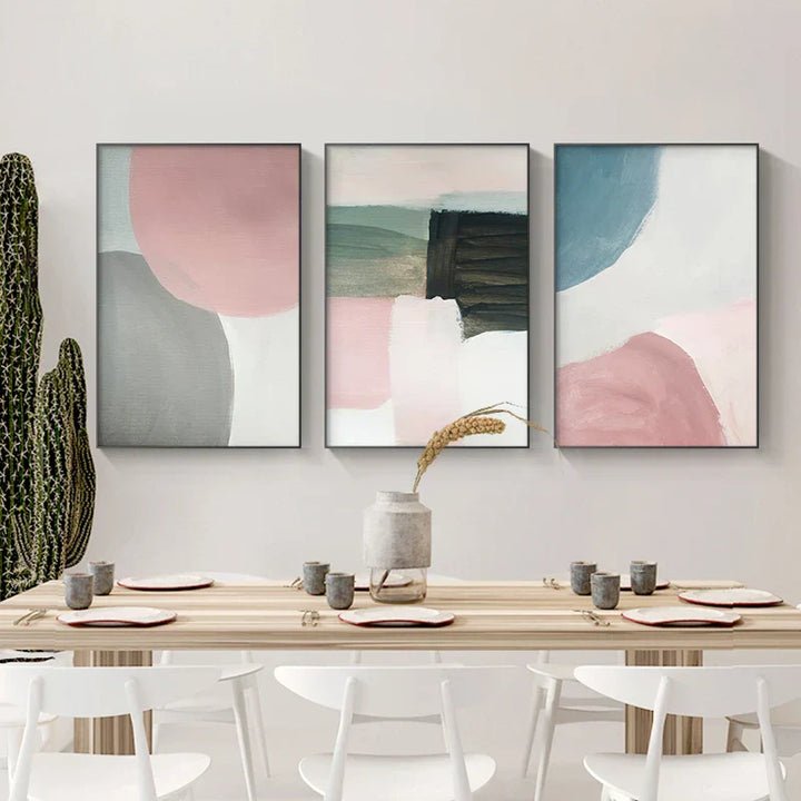 Subtile nyanser av rosa og blå Aquarell Abstrakt Veggkunst Fine Art Lerretutskrifter for moderne leilighet Stue Soverom Kunst for samtidsinteriører | Skanto