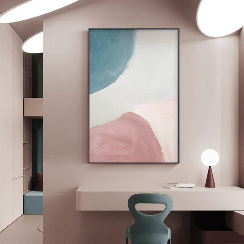 Subtile nyanser av rosa og blå Aquarell Abstrakt Veggkunst Fine Art Lerretutskrifter for moderne leilighet Stue Soverom Kunst for samtidsinteriører | Skanto