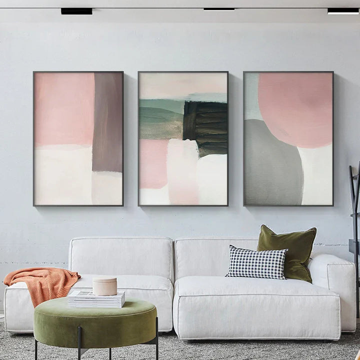 Subtile nyanser av rosa og blå Aquarell Abstrakt Veggkunst Fine Art Lerretutskrifter for moderne leilighet Stue Soverom Kunst for samtidsinteriører | Skanto