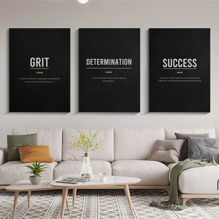 Erfolgsdefinition Plakat Svart og Hvit Veggkunst Fine Art Lerretstrykk Motivasjon daglige Mantra Bilder for Stue Soverom Kontor Veggdekorasjon | Skanto