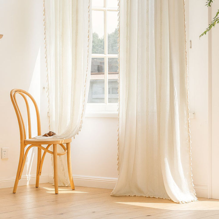 Skanto | Sunlight Stripes Gjennomsiktig Frynse Gardin