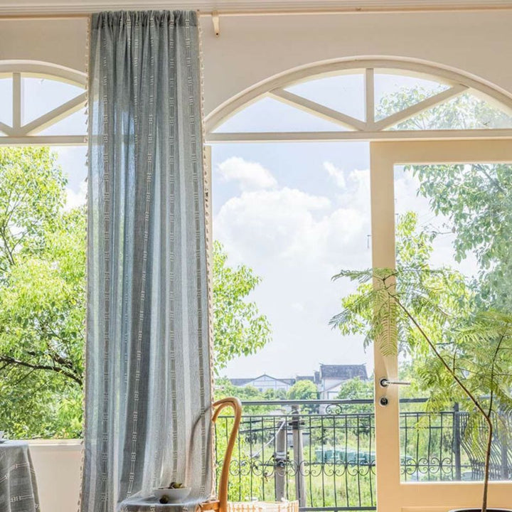 Skanto | Sunlight Stripes Gjennomsiktig Frynse Gardin