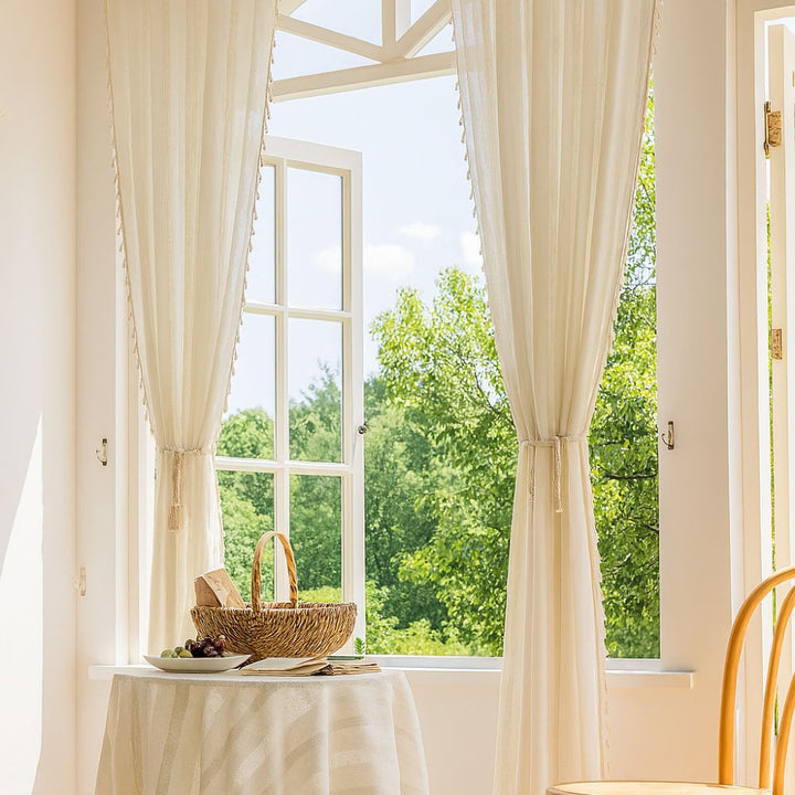 Skanto | Sunlight Stripes Gjennomsiktig Frynse Gardin