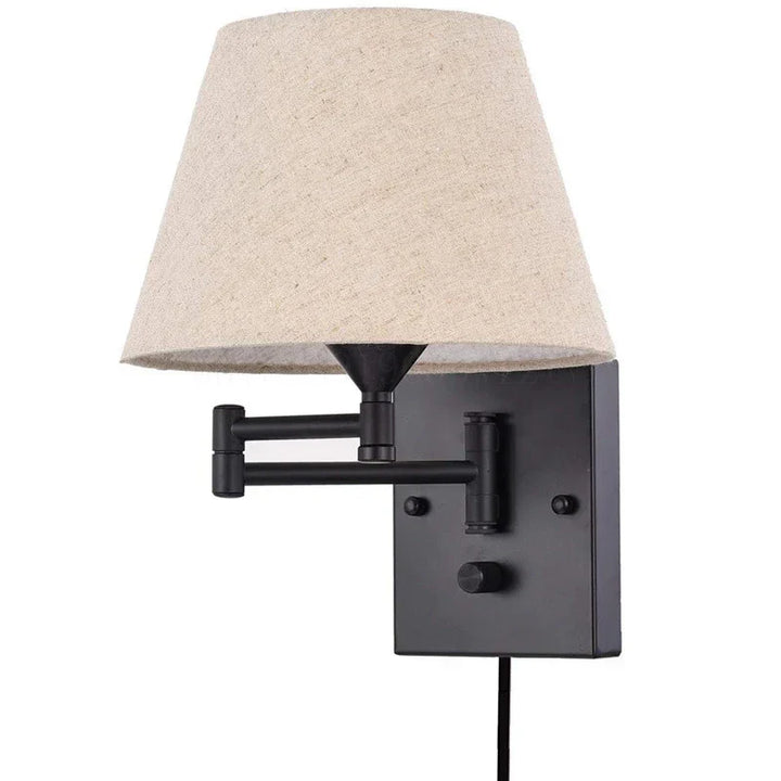 Svingbar vegglampe med stoffskjerm - Justerbar LED vegglampe for soverom og stue | Skanto