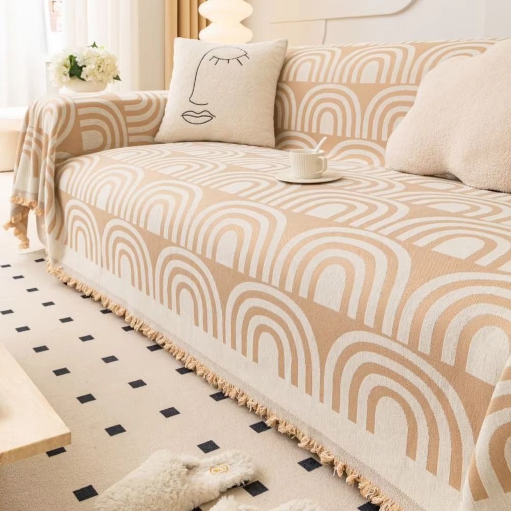 Skanto | Symmetrisk Halvbue Chenille Sofa Deksel