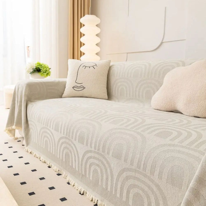 Skanto | Symmetrisk Halvbue Chenille Sofa Deksel