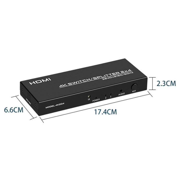 Skanto | FJGEAR FJ-4K204 2 In 4 Ut HD 4K Lyd HDMI Bryter Distribusjon, Plug Type: US Plug