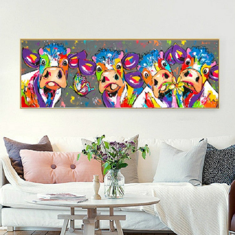 Skanto | Fargerike kyr Hjemmedekorasjon Lærremse HD Uten ramme Maleri Kjerne, Størrelse: 40×120cm