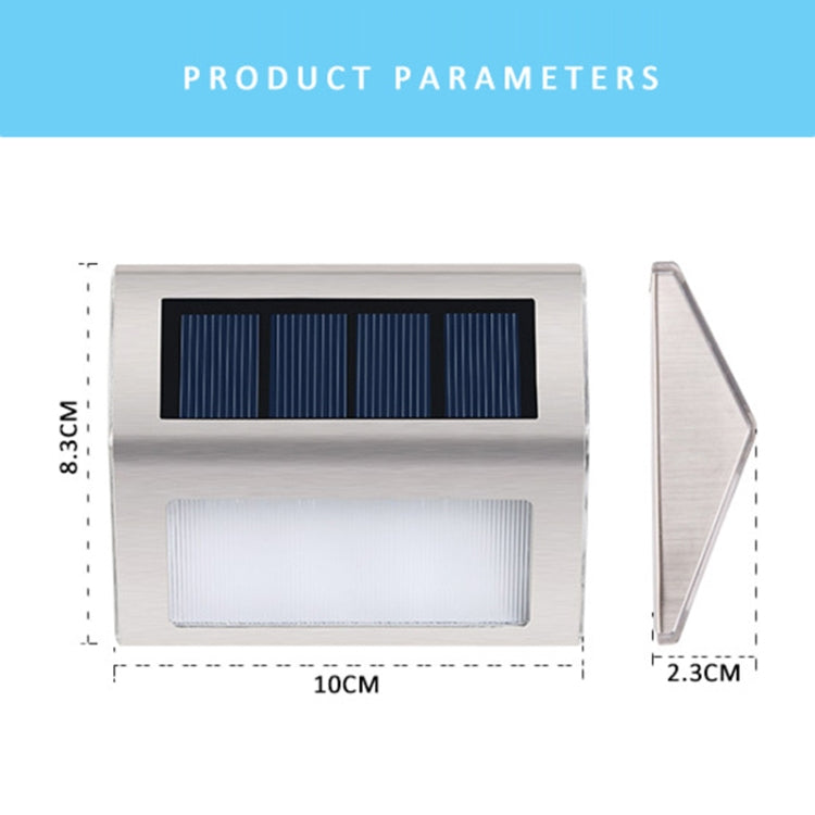 Skanto | 2PCS Solenergi Rustfritt Stål 3 LED Trappev lampe Utendørs Hage Gjerde Lys (Hvit Lys)