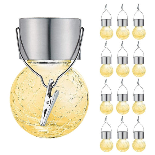 Skanto | 12 PCS Snap Ball Solar Chandelier Utendørs Hage Gårdsplass Ferie Dekorativ Lys med Klemme (Varm Hvit Lys)