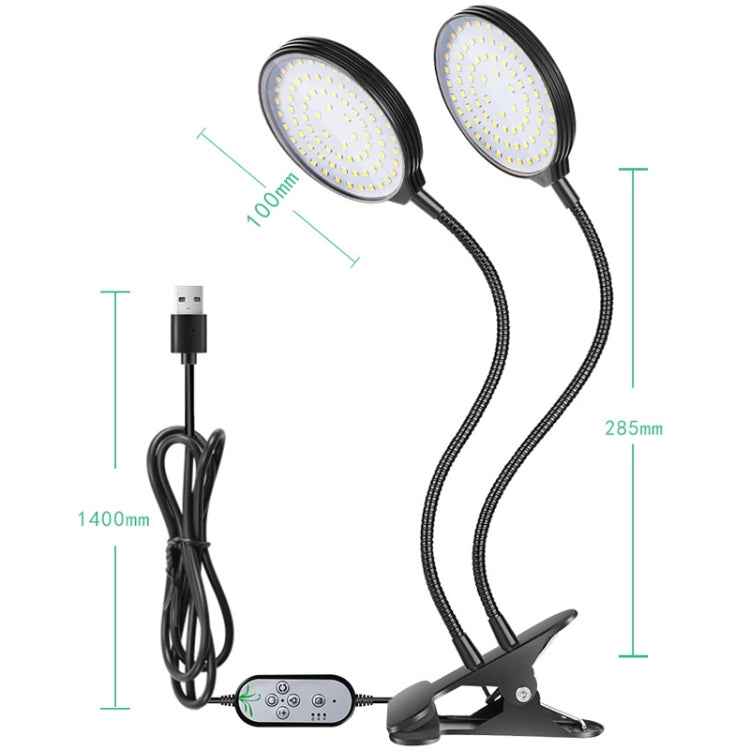 Skanto | LED Plantevekstlampe USB Fjernkontroll Klips Vanntett Fullt Spektrum Naturlig Hvit Frøplante Lys, Effekt: 45W Tre Hoder