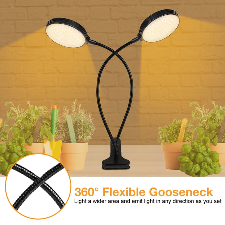 Skanto | LED Plantevekstlampe USB Fjernkontroll Klips Vanntett Fullt Spektrum Naturlig Hvit Frøplante Lys, Effekt: 45W Tre Hoder