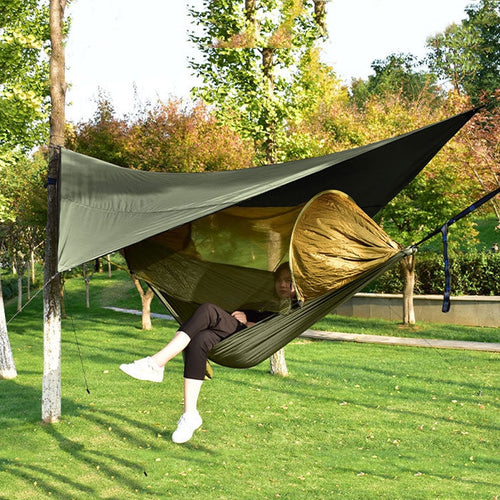 Skanto | Strut-Mosquito-net-hammock Diamond-Sunshade-Set Outdoor Camping Automatic Quick-Open Anti-Mosquito-net-Hammock-Set (Hæralm Green)