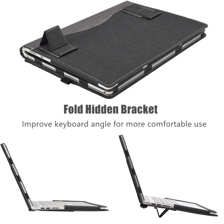 Skanto | For Samsung Galaxy Book 4 360 15,6 tommer lær laptop anti-fall beskyttelsesdeksel med stativ (Svart)