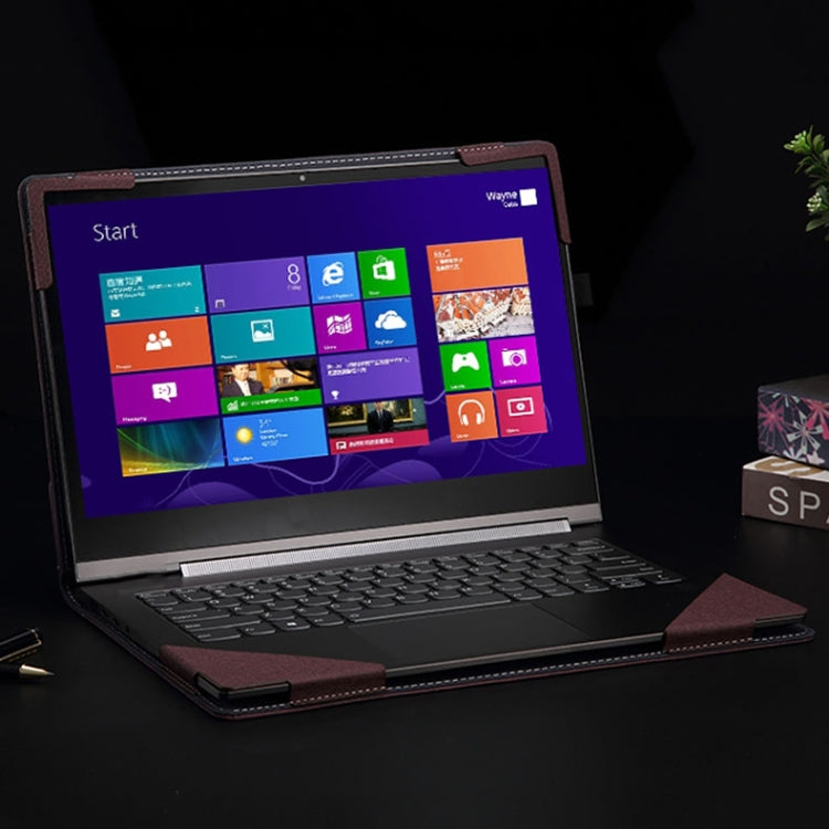 Skanto | For Samsung Galaxy Book Pro 360 15.6 Inch Lær Laptop Anti-Fall Etui med Stativ (Vinrød)