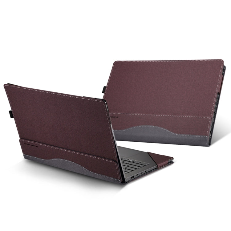 Skanto | For Samsung Galaxy Book 3 360 13,3 tommer lær laptop anti-fall beskyttende etui med stativ (Vinrød)