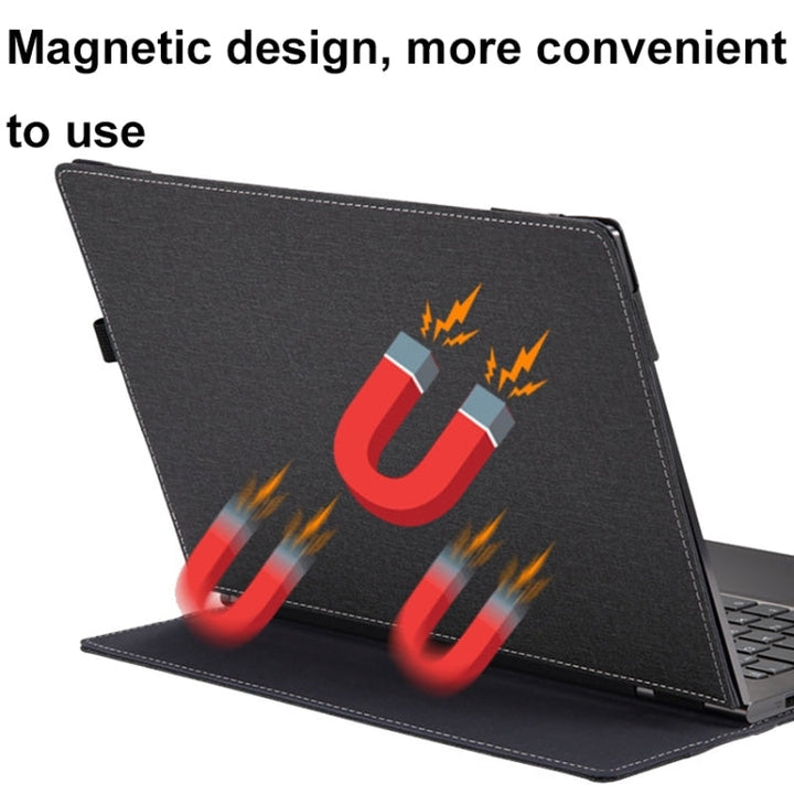 Skanto | For Samsung Galaxy Book 3 360 13.3 tommers lær laptop anti-fall beskyttelsesetui med stativ (Svart)