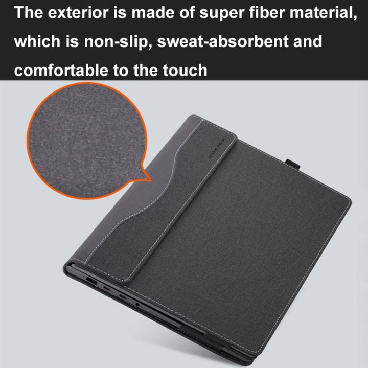 Skanto | For Samsung Galaxy Book Pro 13.3 Tommer Lær Laptop Anti-Fall Beskyttelsesveske med Stativ (Svart)