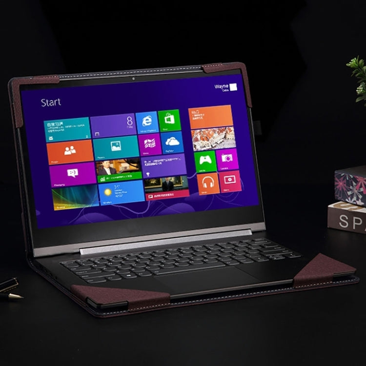 Skanto | For Samsung Galaxy Book 3 360 13,3 tommer lær laptop anti-fall beskyttende etui med stativ (Vinrød)