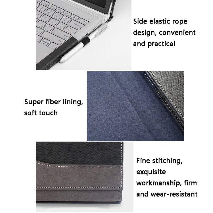Skanto | PU lær laptop beskyttelsesdeksel for Microsoft Surface Book 2 13,5 tommer (Gentleman Grey)