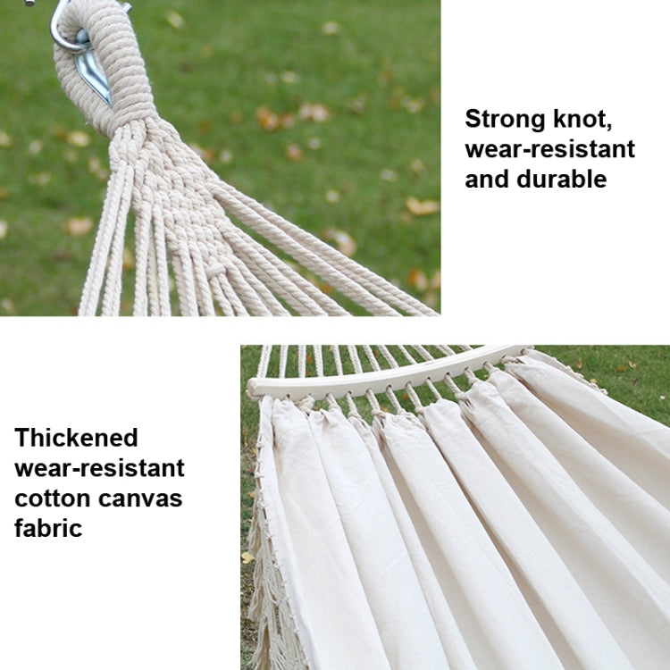 Skanto | 200x150cm Dobbel Utendørs Camping Pompong Lærred Hengekøye med Stang (Rosa Striper)
