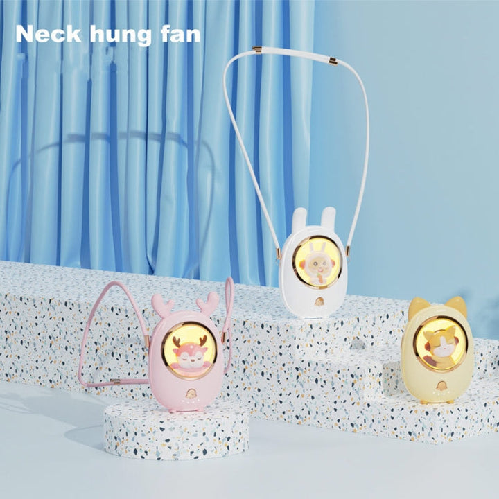 Star Pet Henge Nakke Vifte USB Håndholdt Stille Luminous Vifte (Rosa) | Skanto
