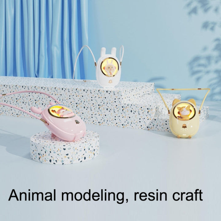 Star Pet Henge Nakke Vifte USB Håndholdt Stille Luminous Vifte (Rosa) | Skanto