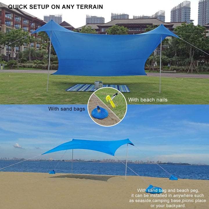 Skanto | Utendørs Strand Lycra Telt Solseil Camping Telt, Størrelse: 210x160x150cm(Blå)