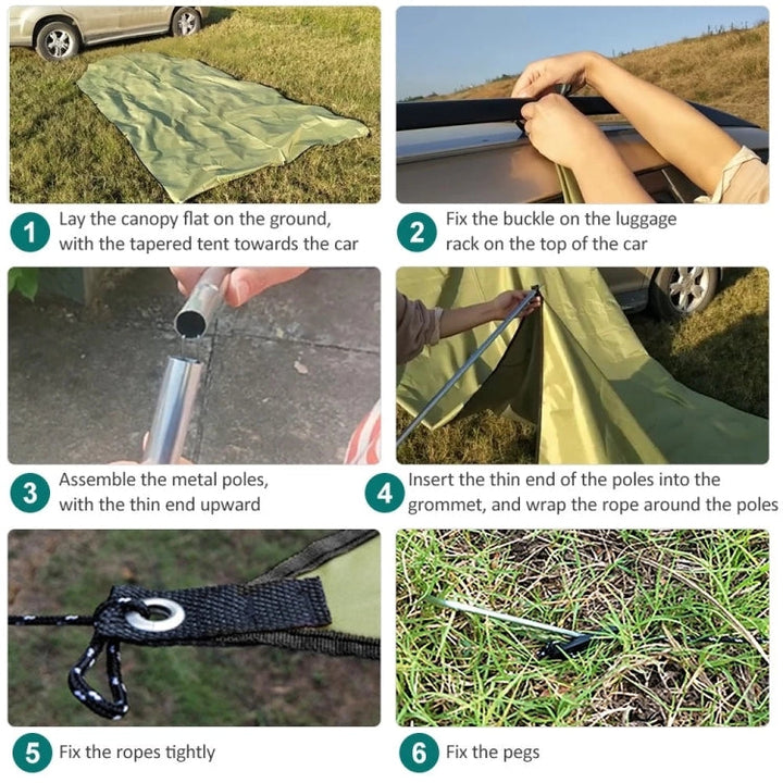 Skanto | Utendørs-Piknik-Camping Telt Ved Siden Av Bilen Vanntett Kalesje 300x150cm (Mørk Grå)
