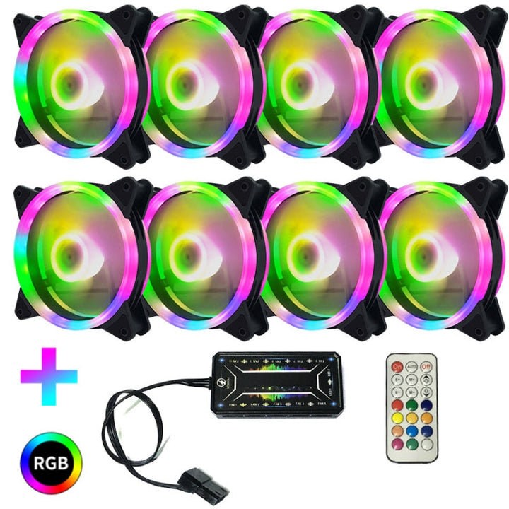 Skanto | Datamaskin CPU RGB glødende radiator 8 vifter + fjernkontroll