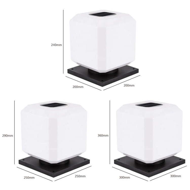 Skanto | 003 Solar Square Utendørs Postbelysning LED Vanntett Vegglamper, Størrelse: 30cm (Varmt Lys)