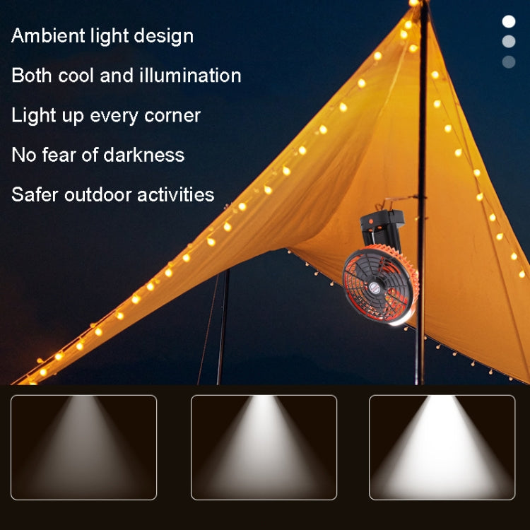 Utendørs Camping USB Ladevifte Telt Svinghodevifte med Stativ LED Lys (Svart) | Skanto