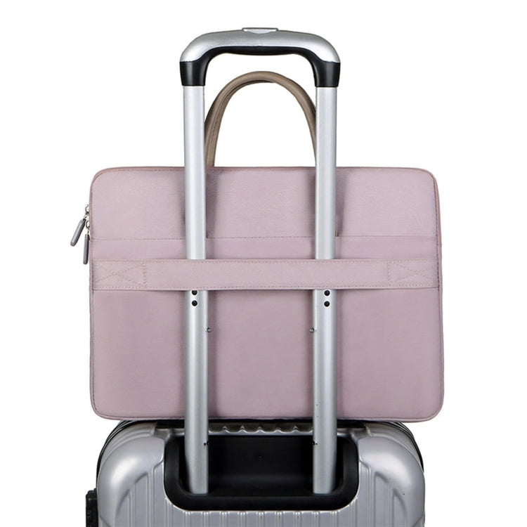Skanto | 14 -14.6 Tommer Oxford Stoff Laptop Bag for Menn og Kvinner Dokumentveske med PU Håndtak (Grå Grønn)