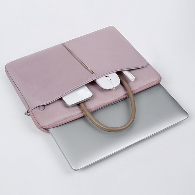 Skanto | 14 -14.6 Tommer Oxford Stoff Laptop Bag for Menn og Kvinner Dokumentveske med PU Håndtak (Grå Grønn)