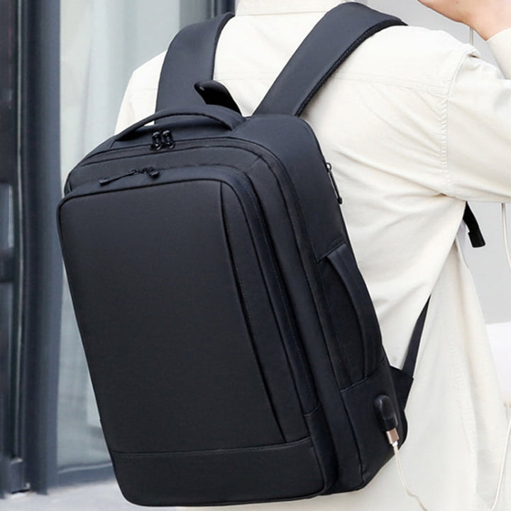 Erweiterbarer, wasserdichter Laptop-ryggsekk for Business med USB-anschluss (Schwarz)