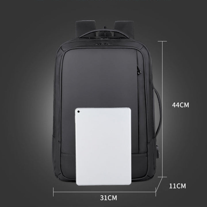 Skanto | Utvidbar vanntett laptopryggsekk for jobb med USB-port (Svart)
