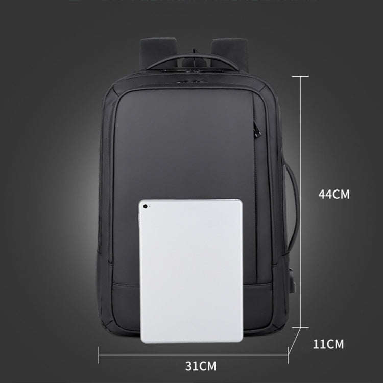 Erweiterbarer, wasserdichter Laptop-ryggsekk for Business med USB-anschluss (Schwarz)