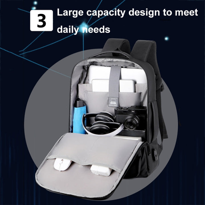 Skanto | Utvidbar vanntett laptopryggsekk for jobb med USB-port (Svart)