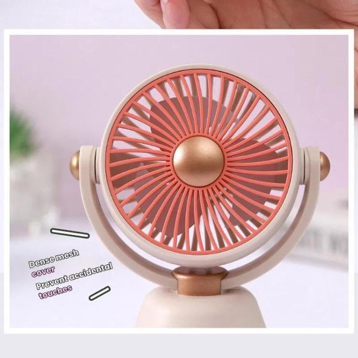 Desktop 100-speed Mini Student Bedroom Fan Portable USB Rechargeable Desktop Small Fan(Beige) | Skanto