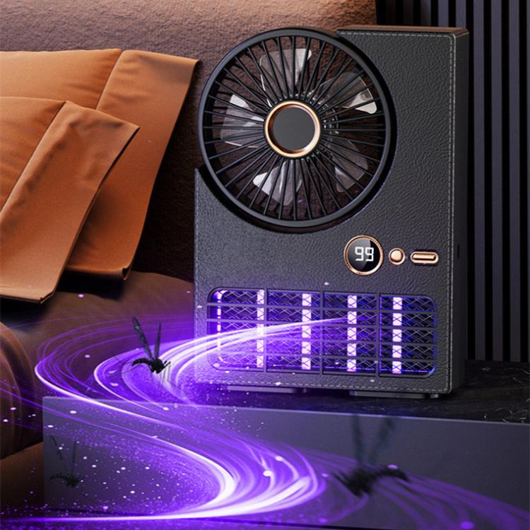 2-i-1 Husholdnings Elektrisk Vifte Myggdreper Lampe LED Digital Bordvifte, Farge: Plug-in Svart | Skanto